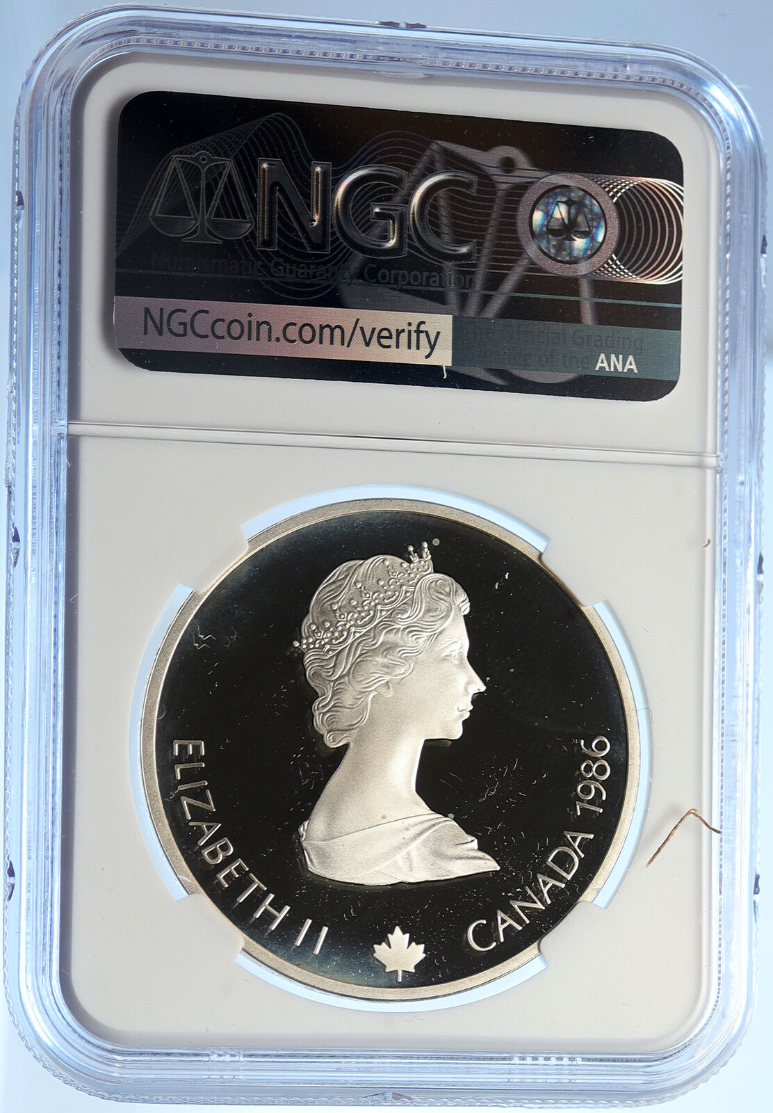 1986 CANADA 1988 CALGARY OLYMPICS Free Skiing Proof Silver $20 Coin NGC i106452