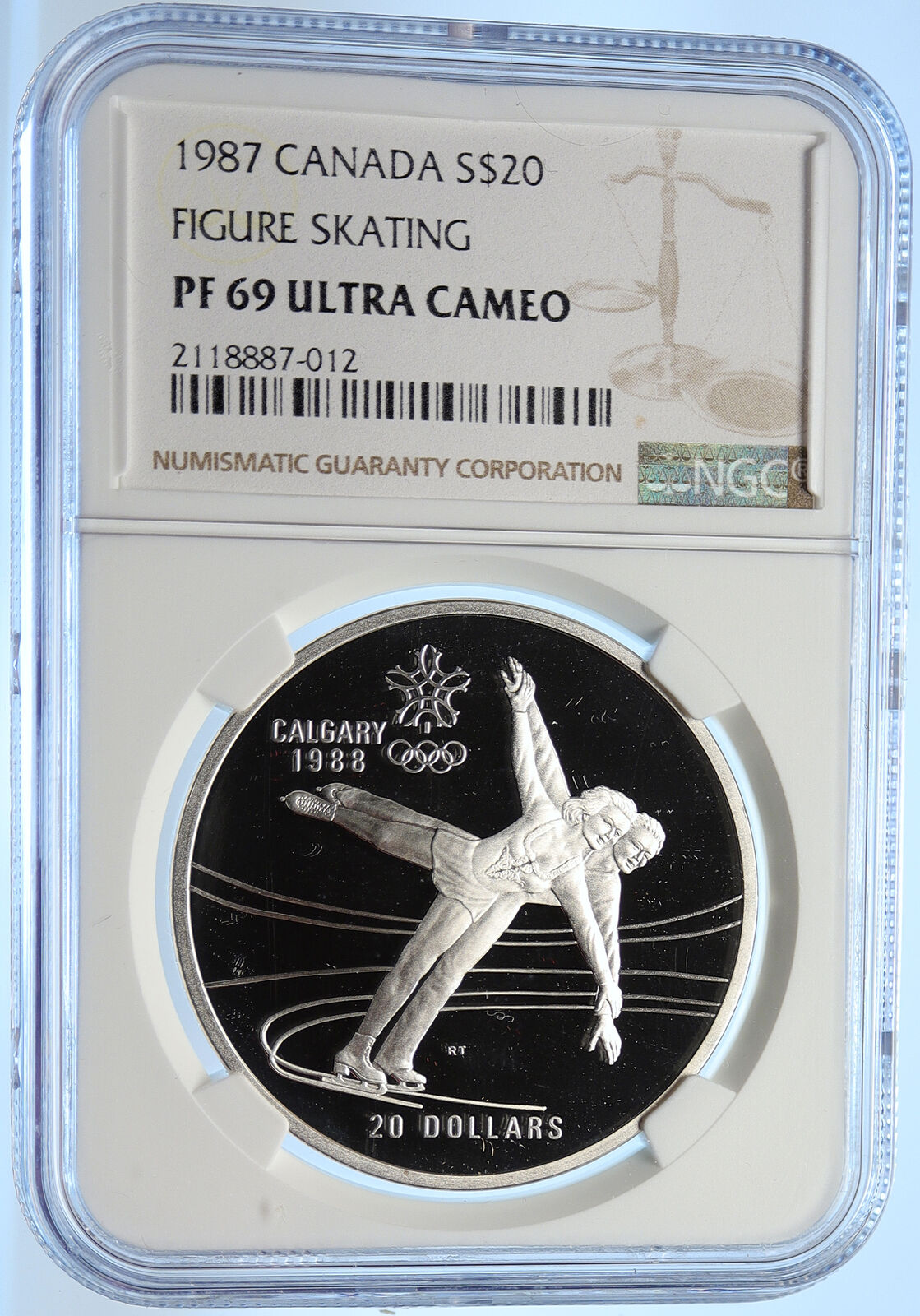 1987 CANADA 1988 CALGARY OLYMPICS Ice Skating Proof Silver $20 Coin NGC i106446