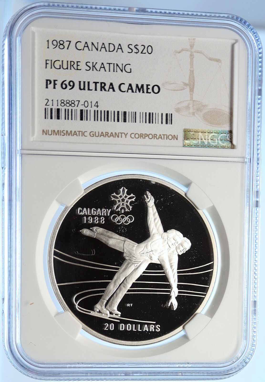 1987 CANADA 1988 CALGARY OLYMPICS Ice Skating Proof Silver $20 Coin NGC i106448