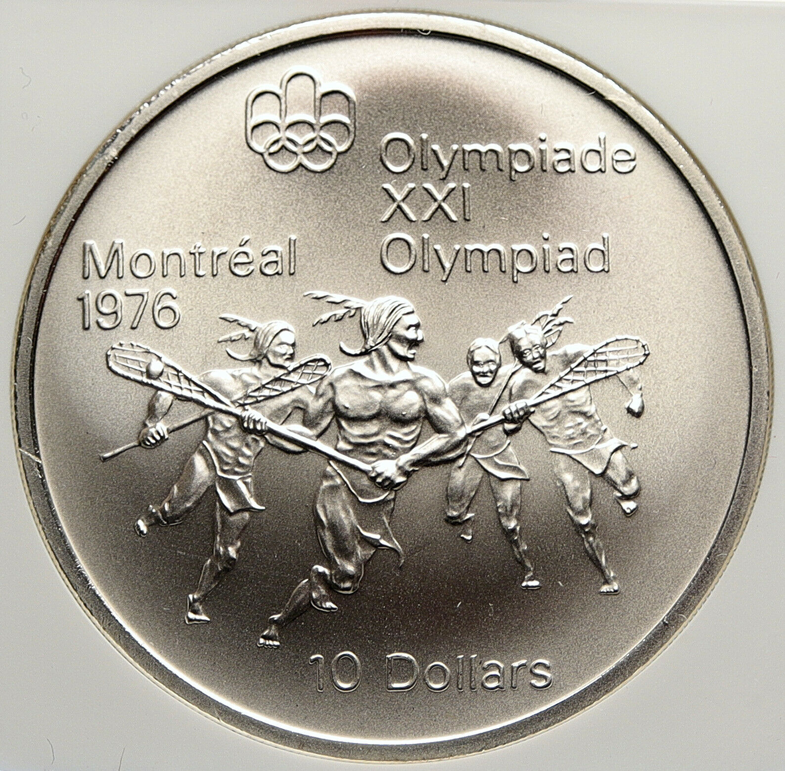 1974 CANADA Elizabeth II Olympics Montreal LACROSSE Silver $10 NGC Coin i106471