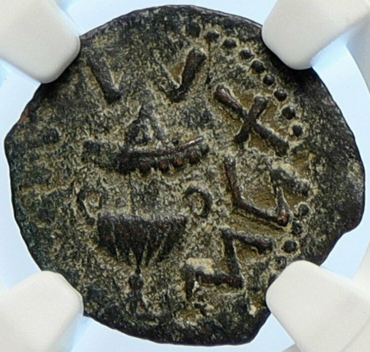 Authentic Ancient JEWISH WAR v ROMAN 68AD Yr3 JERUSALEM Coin AMPHORA NGC i106481