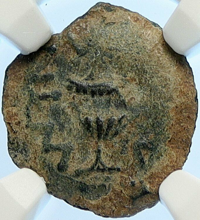 Authentic Ancient JEWISH WAR v ROMAN 68AD Yr3 JERUSALEM Coin AMPHORA NGC i106484