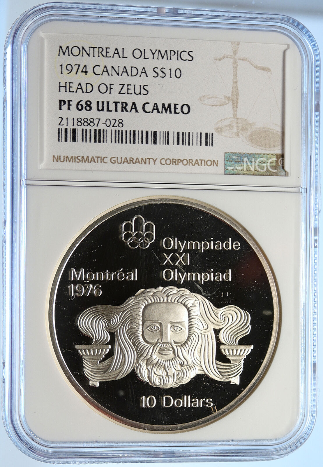 1974 CANADA Elizabeth II Olympic Montreal ZEUS Proof Silver $10 Coin NGC i106462