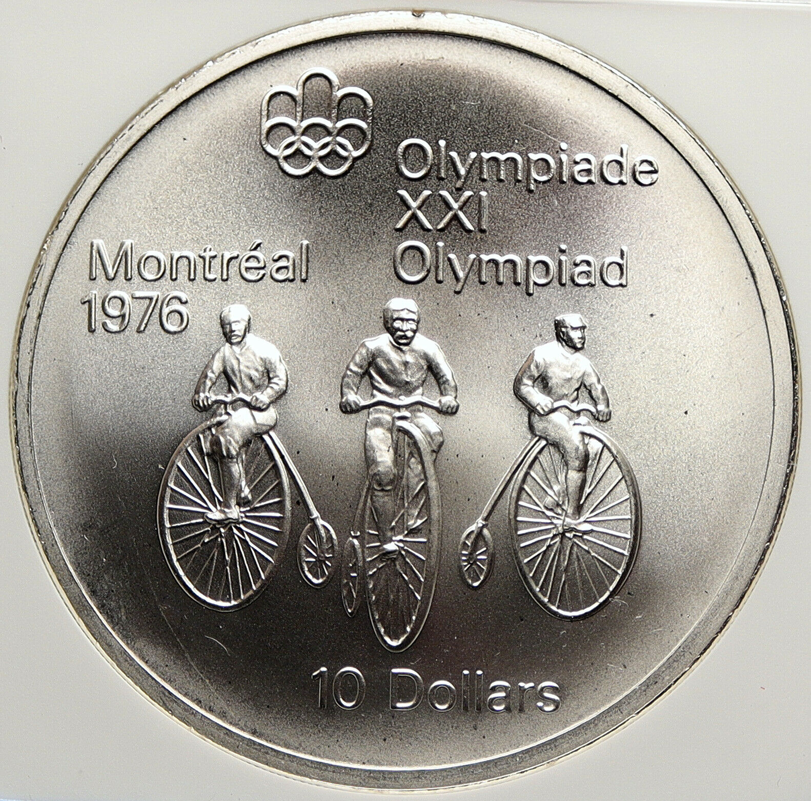 1974 CANADA Elizabeth II Olympics Montreal Cycle BU Silver 10 Coin NGC i106470