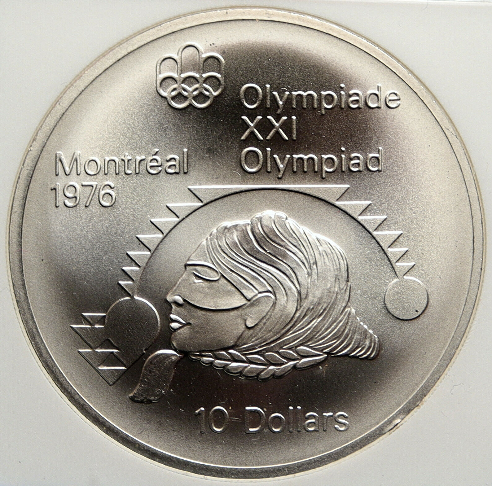 1975 CANADA Elizabeth II Olympic Montreal SHOT PUT Silver $10 Coin NGC i106475