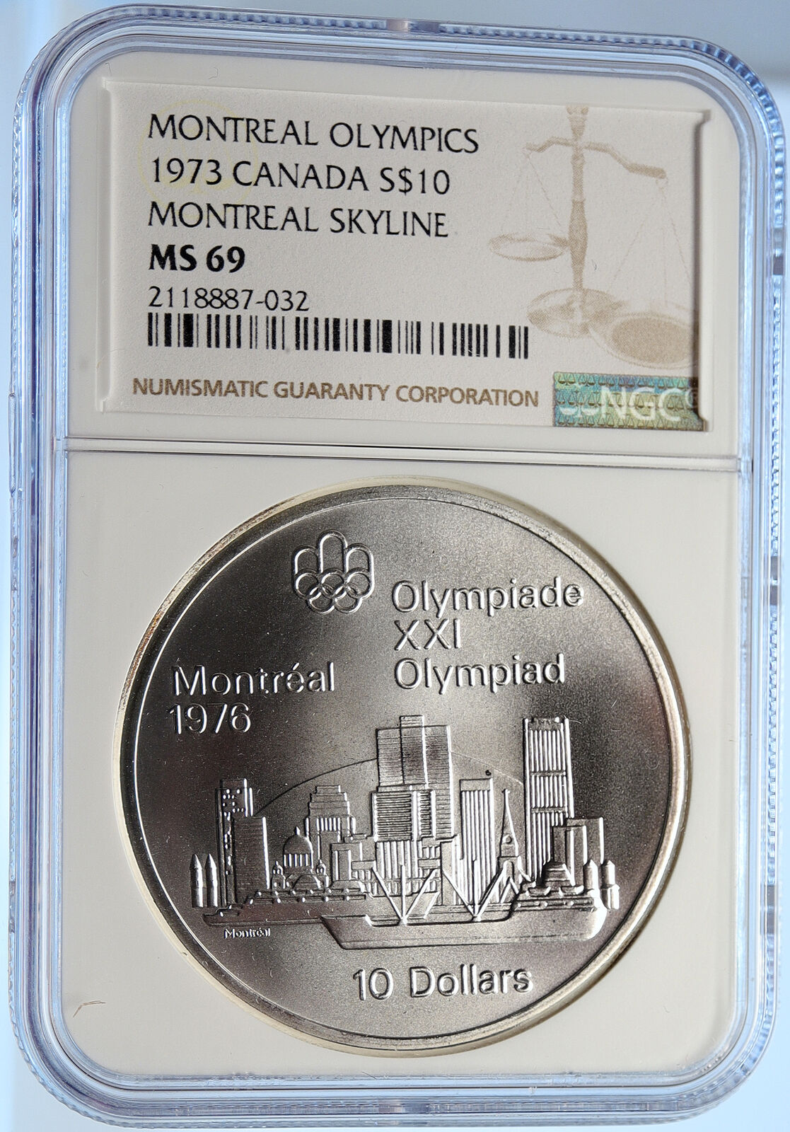 1973 CANADA Queen Elizabeth II Olympic Montreal City Silver $10 Coin NGC i106466