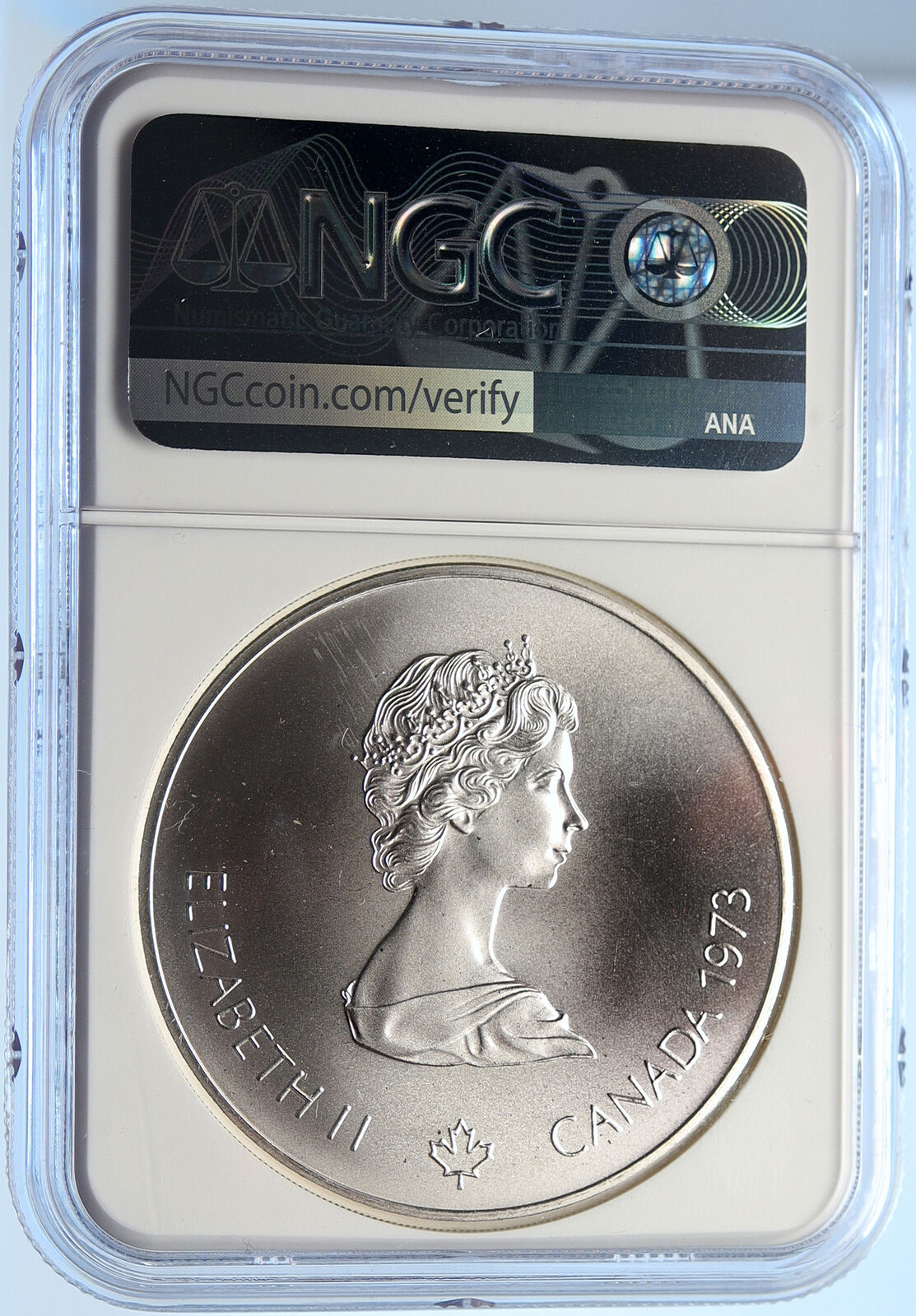 1973 CANADA Queen Elizabeth II Olympic Montreal City Silver $10 Coin NGC i106466