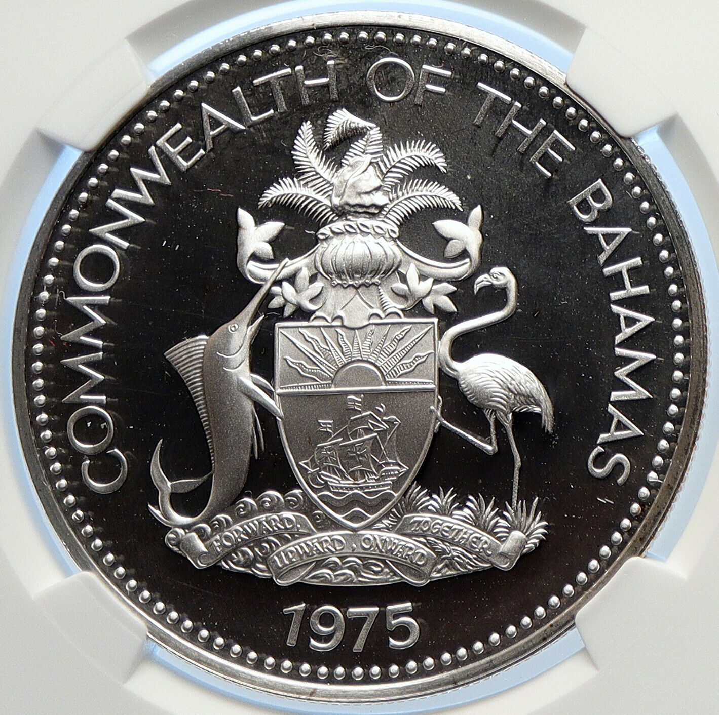 1975 The BAHAMAS Queen Elizabeth II FLAMINGO Proof Silver $2 Coin NGC i106533