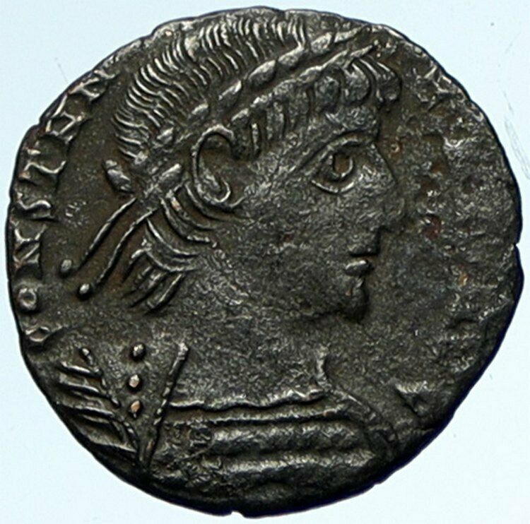 CONSTANS Authentic Ancient 334AD Antique Roman Coin LEGIONARY SOLDIERS i103443