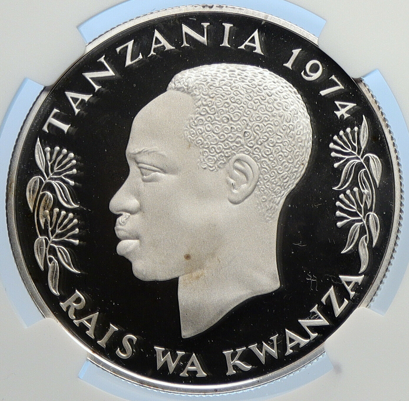 1974 TANZANIA President Nyerere GIRAFFES Proof Silver 25 Shllng Coin NGC i106527