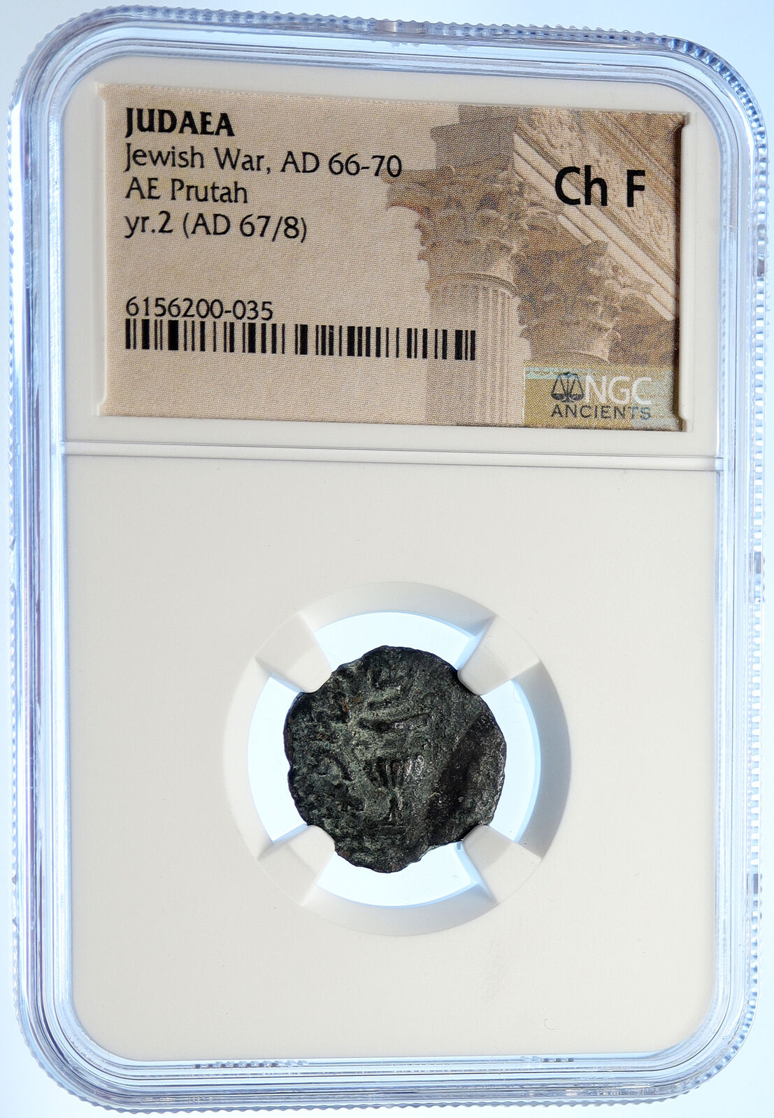 Authentic Ancient JEWISH WAR v ROMANS Yr 2 Historical JERUSALEM Coin NGC i106510