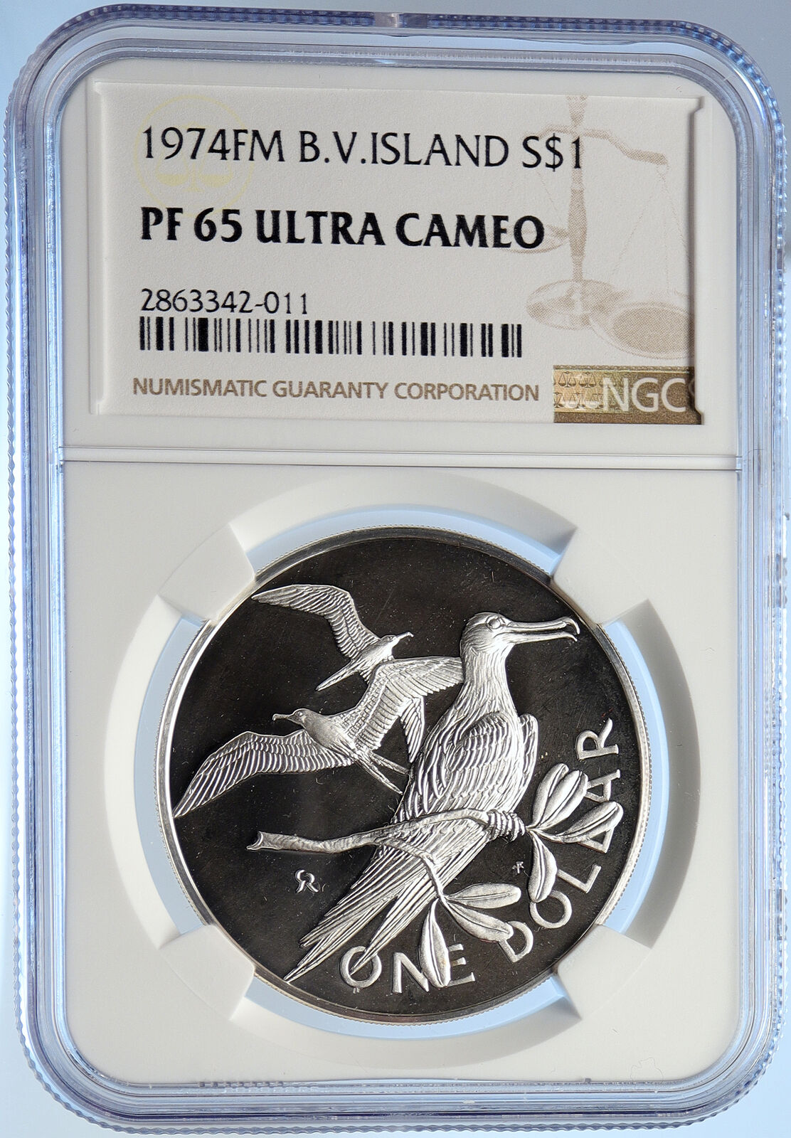 1974 British Virgin Islands UK Elizabeth II BIRD Proof Silver Coin NGC i106536