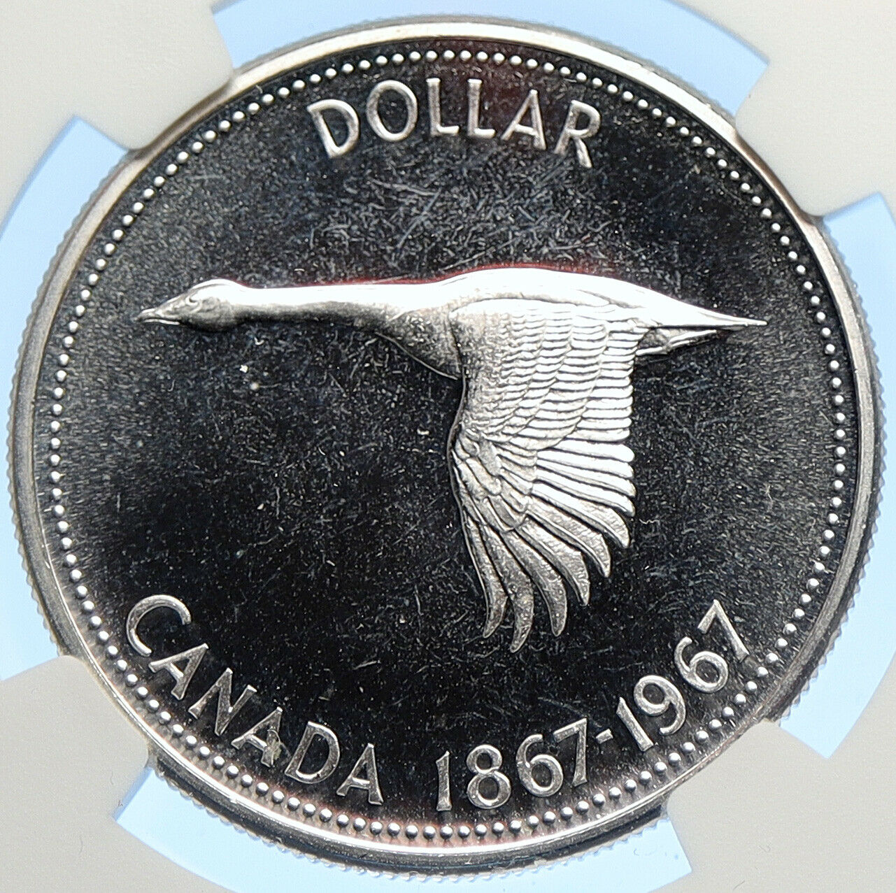 1967 CANADA Confederation Founded Goose Prooflike Silver Dollar Coin NGC i106234