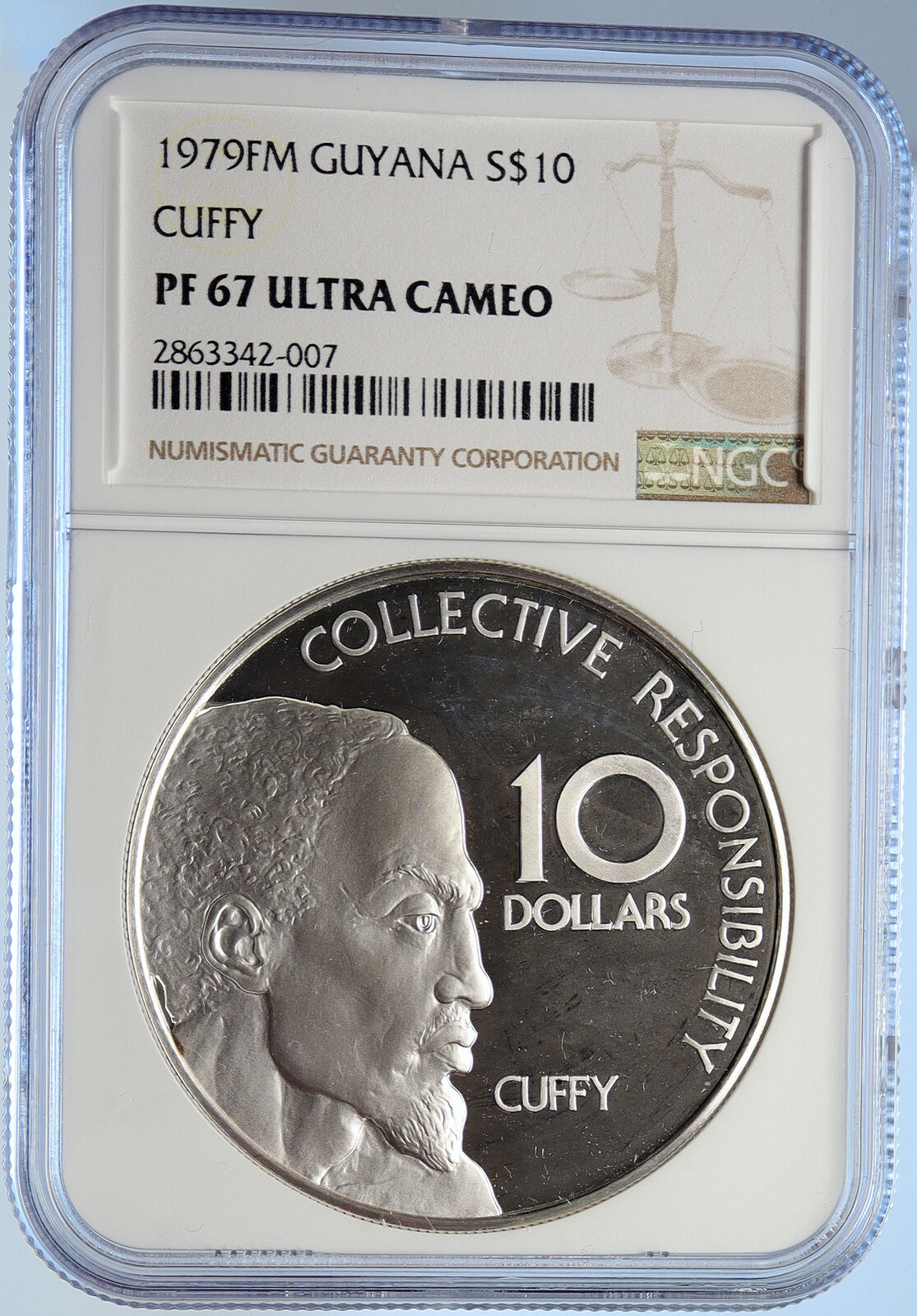 1979 GUYANA National HERO Cuffy KOFI KOFFI Old Proof Silver $10 NGC Coin i106532