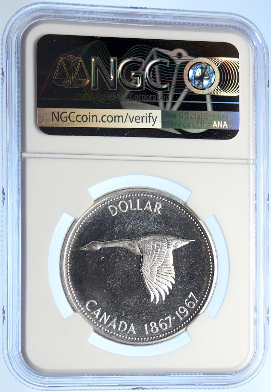 1967 CANADA Confederation Founded Goose Prooflike Silver Dollar Coin NGC i106234