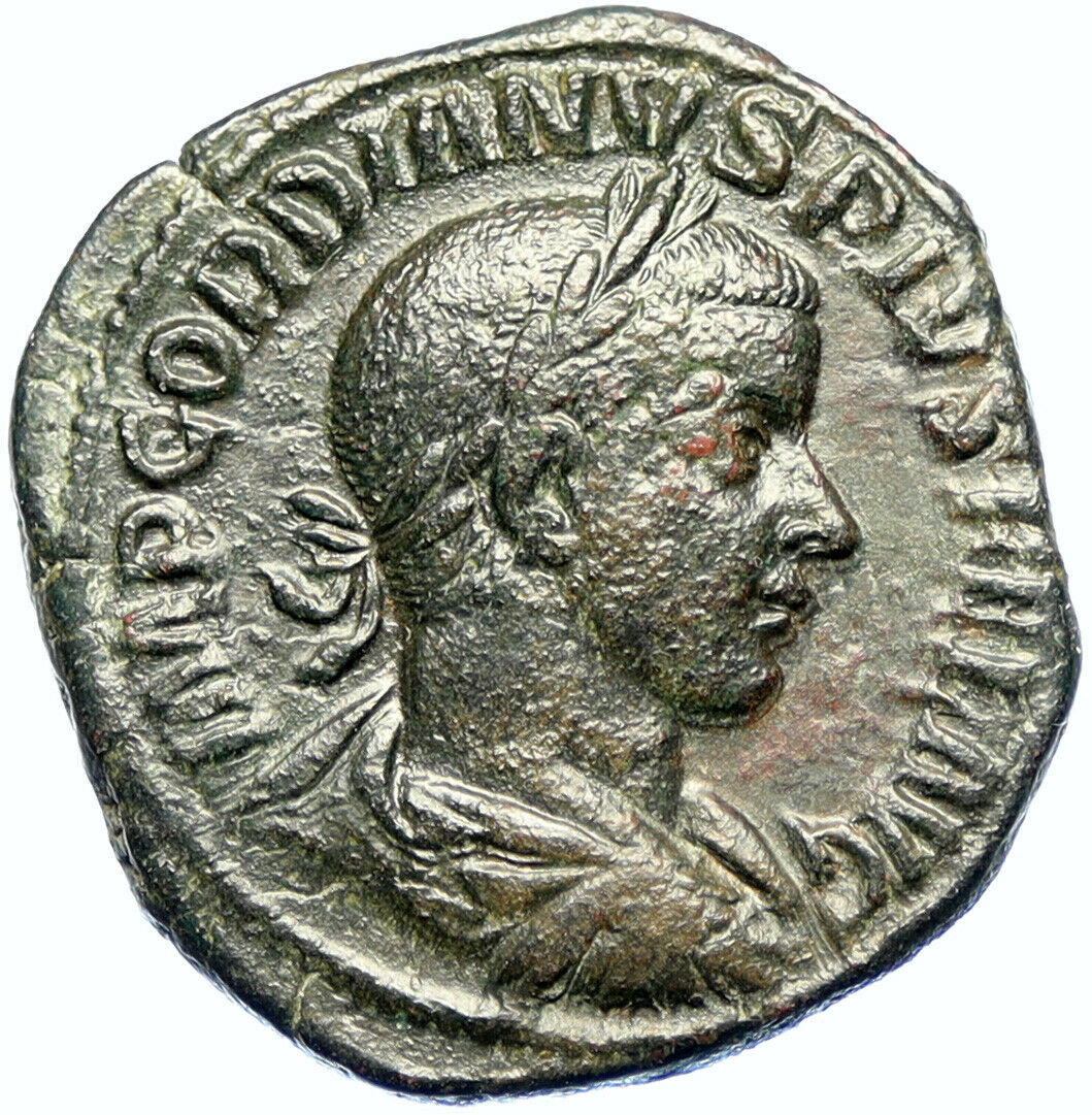 GORDIAN III Authentic Ancient 241AD Sestertius Roman Coin LAETITIA NGC i103468