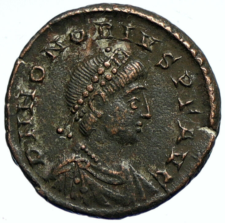 HONORIUS Nicomedia Authentic Ancient Roman Coin GLOBE CHRISTIAN Chi Rho i103405