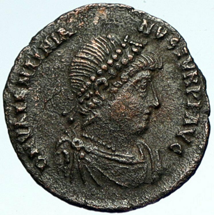 VALENTINIAN II 378AD Antioch Authentic Ancient Roman Coin VICTORY & ROMA i103398