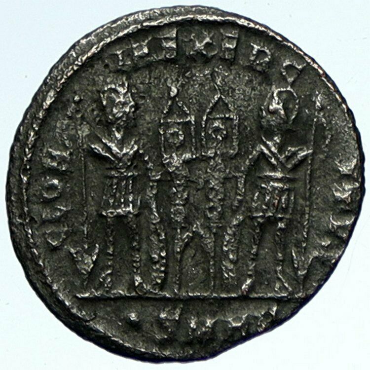 CONSTANTIUS II 337AD Ancient Authentic Roman Coin LEGIONARY WAR SOLDIERS i103396