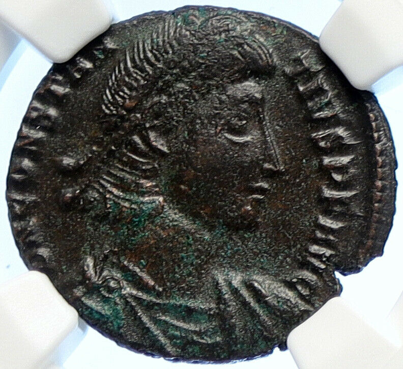 CONSTANTIUS II 351AD Nicomedia Ancient Roman Coin HORSEMAN SPEARED NGC i106547