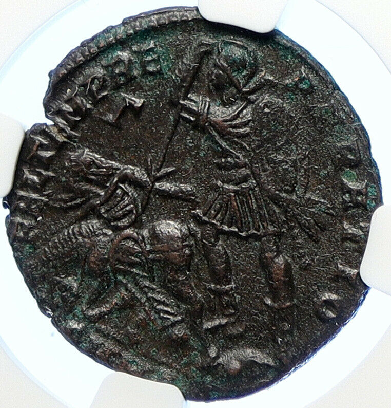 CONSTANTIUS II 351AD Nicomedia Ancient Roman Coin HORSEMAN SPEARED NGC i106547