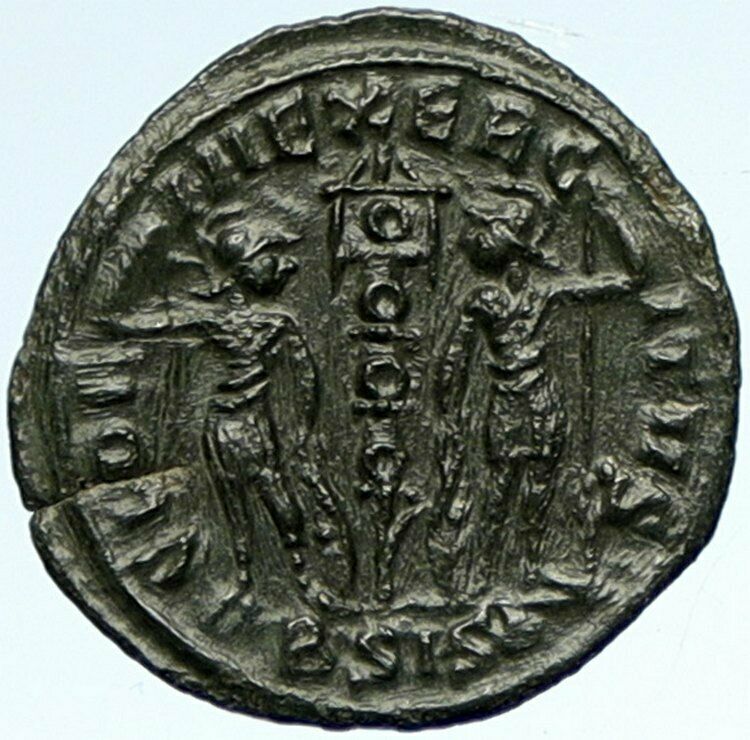 CONSTANTIUS II 330AD Ancient Authentic Roman Coin LEGIONARY WAR SOLDIERS i103376