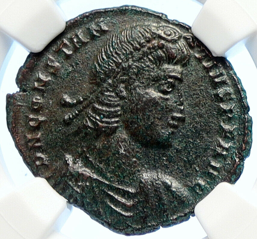 CONSTANTIUS II 351AD Heraclea Ancient Roman Coin HORSEMAN SPEARED NGC i106548