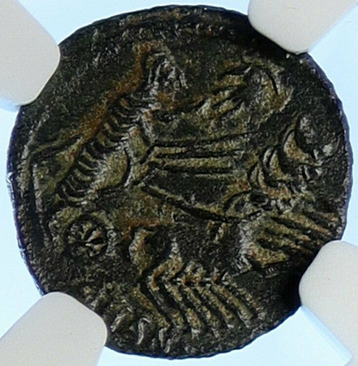 CONSTANTINE I the Great CHARIOT GOD HAND @ HEAVEN Ancient Roman Coin NGC i106541