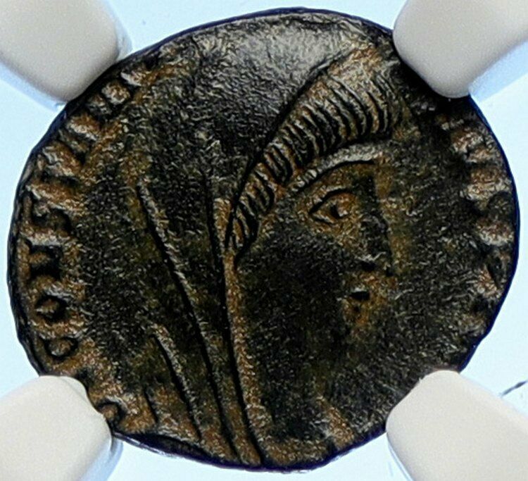 CONSTANTINE I the Great CHARIOT GOD HAND @ HEAVEN Ancient Roman Coin NGC i106549