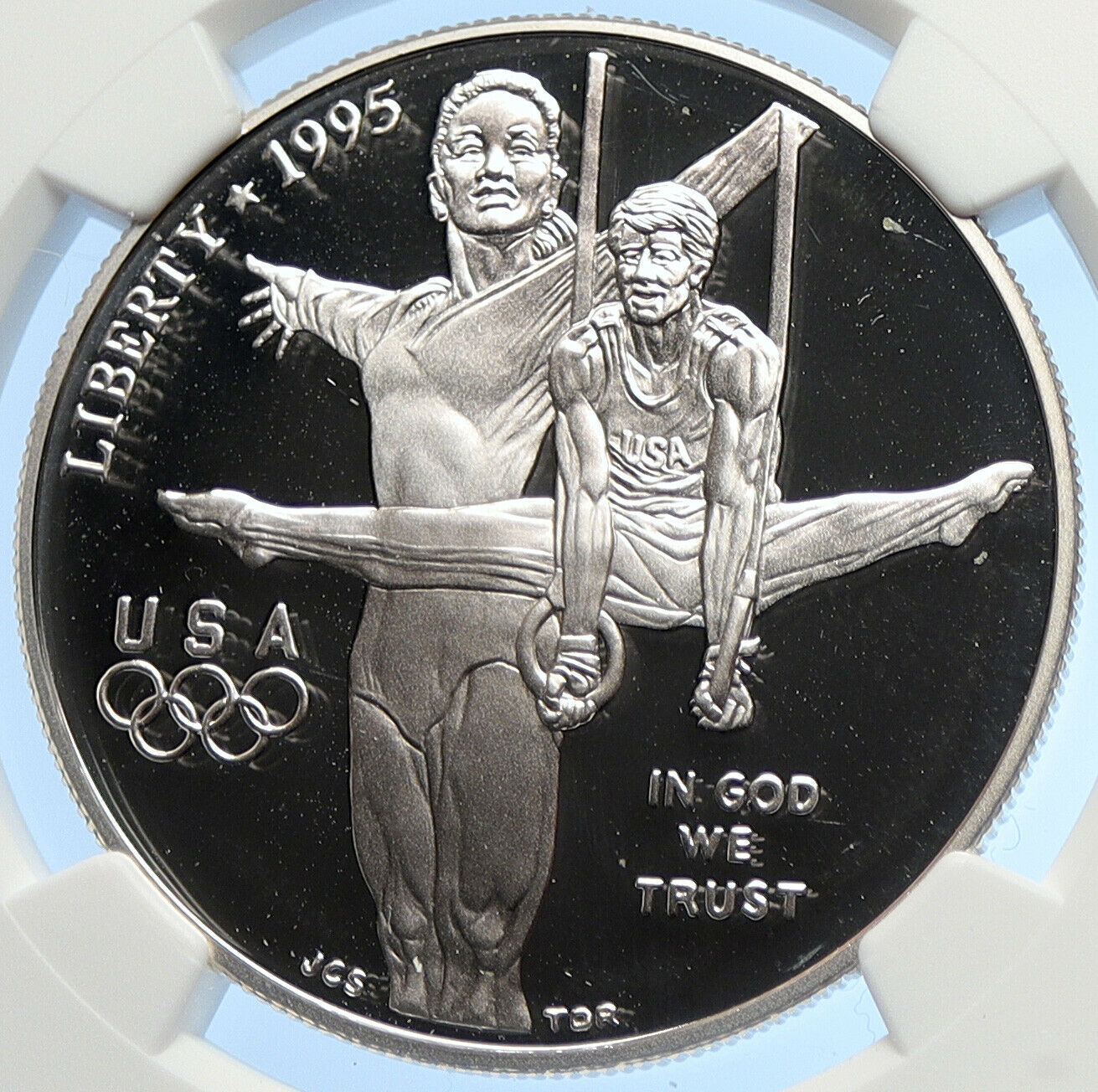 1995P United States OLYMPICS ATLANTA Gymnastics Proof Silver $ Coin NGC i106247