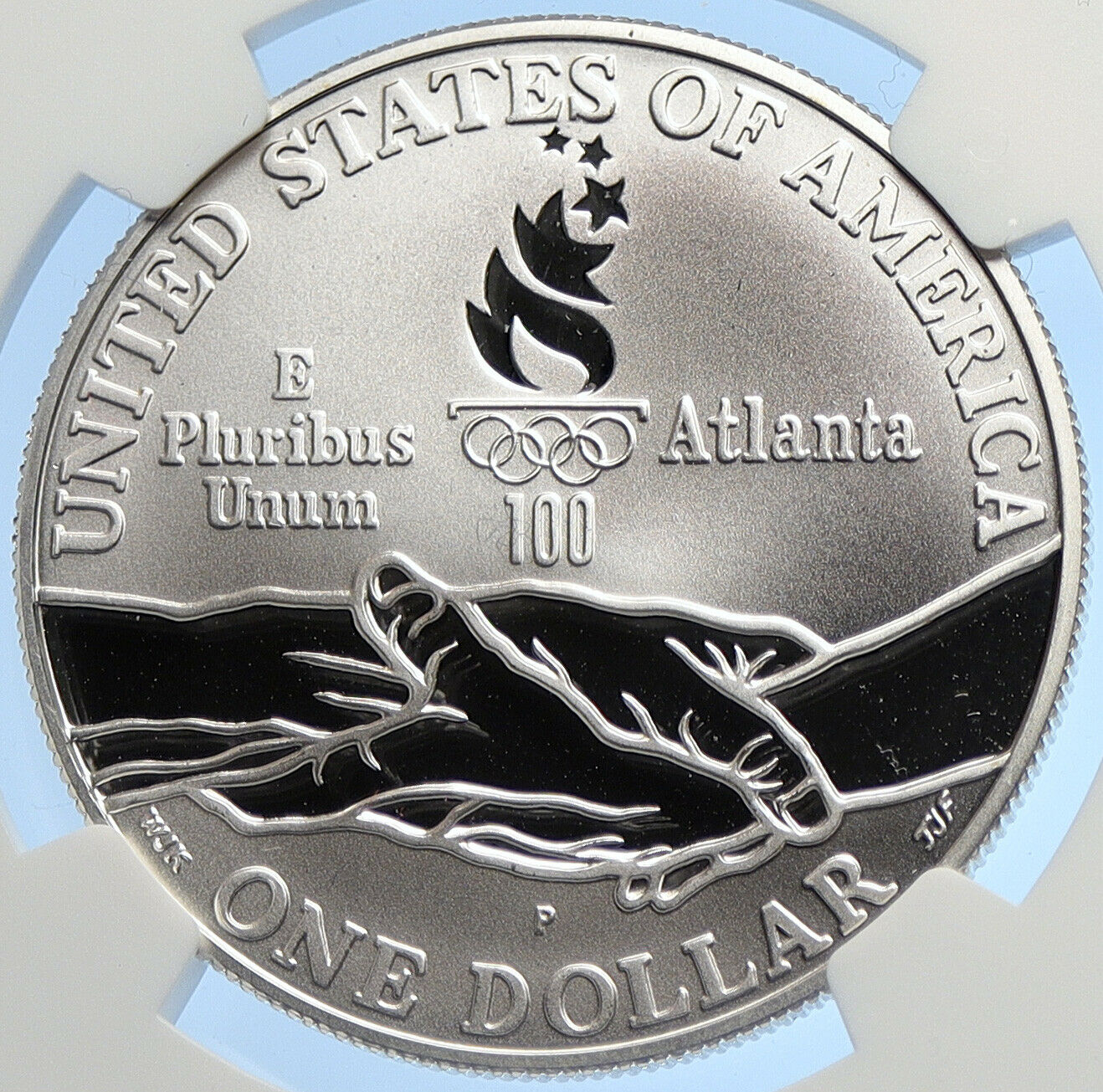 1995P United States OLYMPICS ATLANTA Gymnastics Proof Silver $ Coin NGC i106247