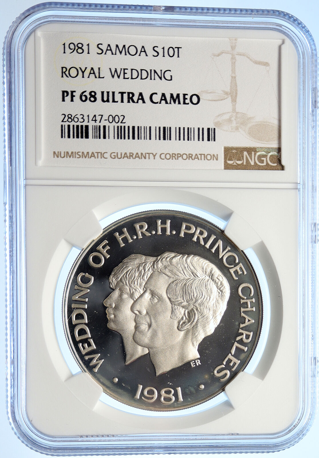 1981 SAMOA UK Prince Charles Diana ROYAL WEDDING PF Silver $10 Coin NGC i106555