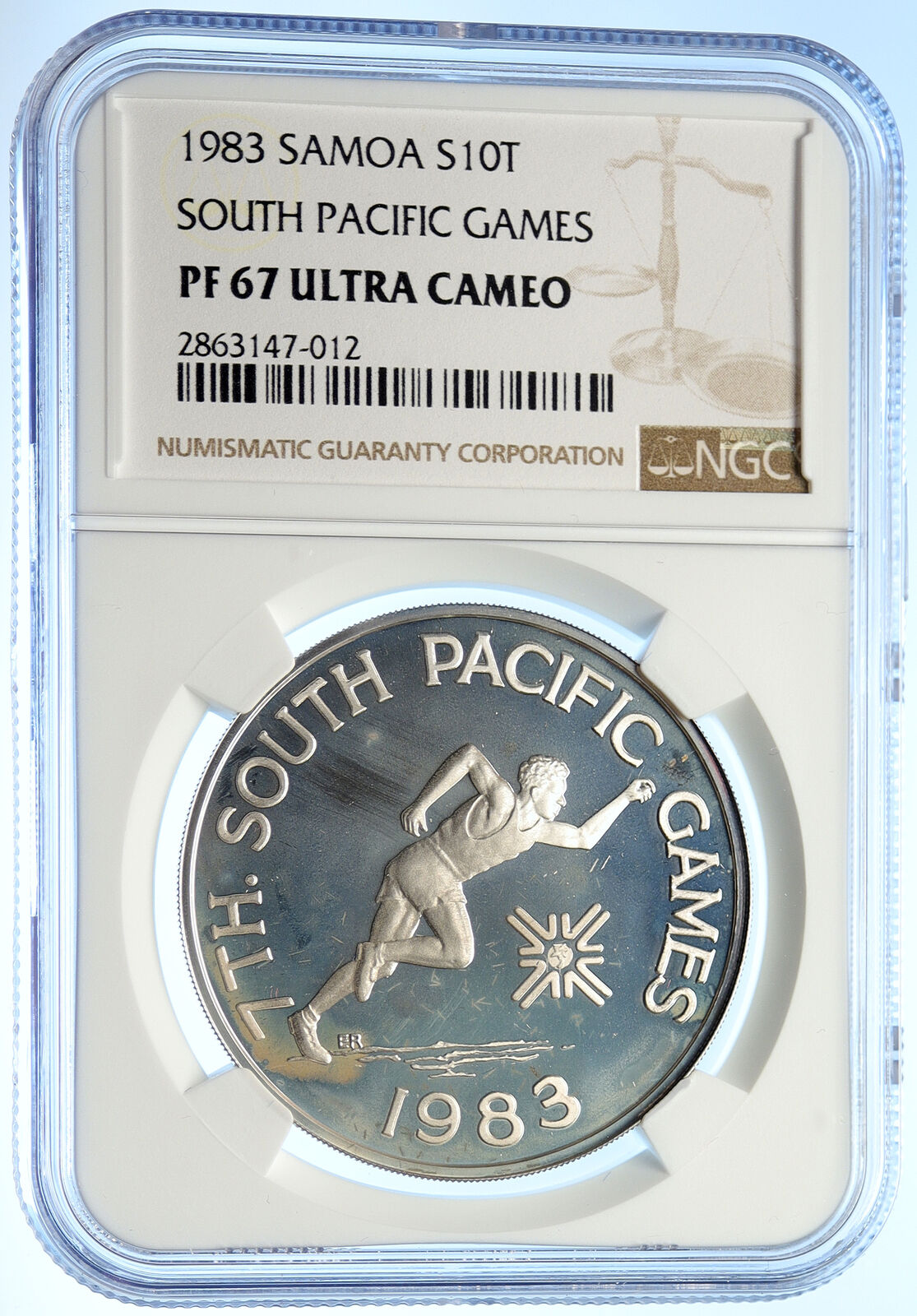 1983 SAMOA UK British SOUTH PACIFIC GAMES Proof Silver $10 Tala Coin NGC i106564