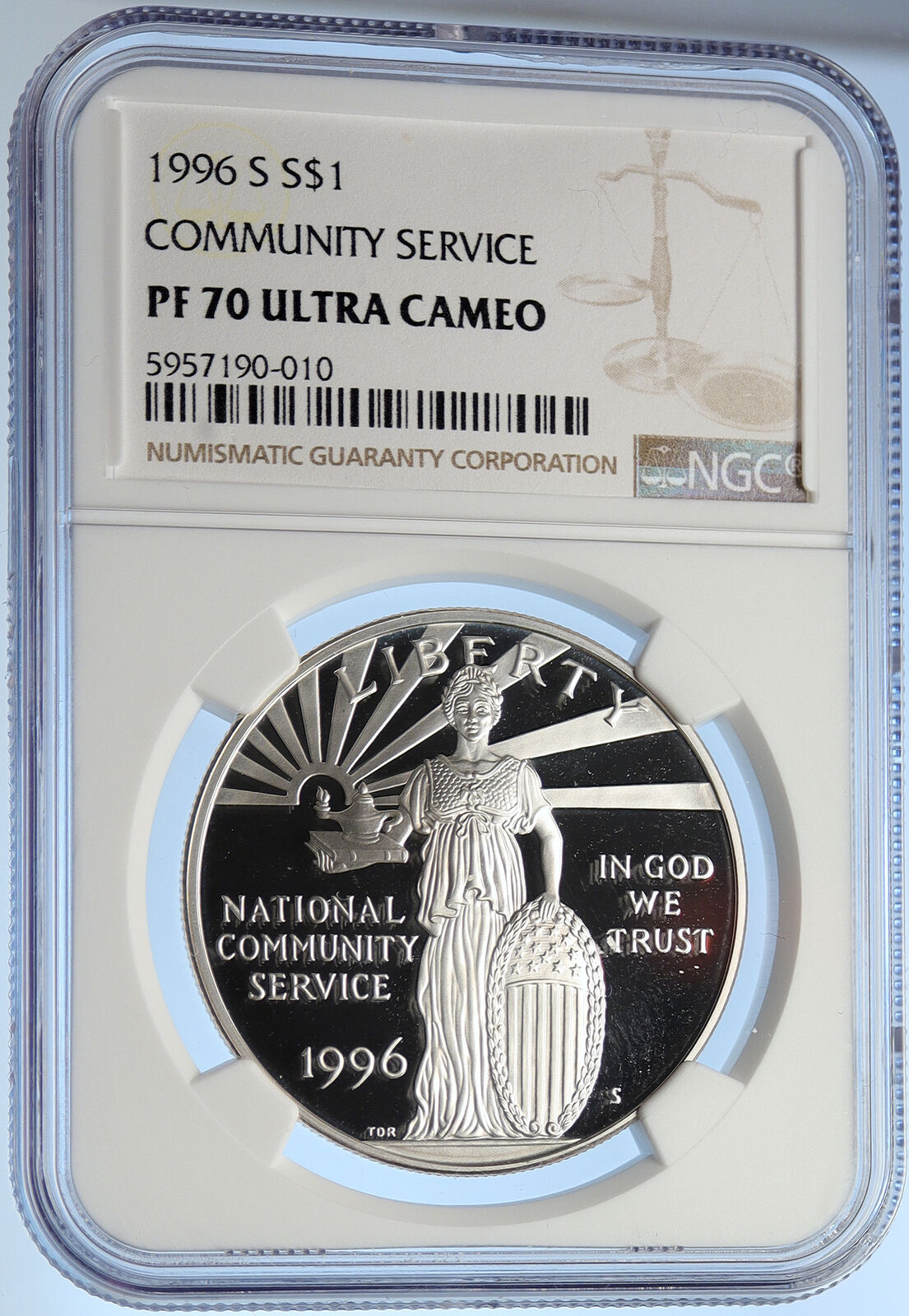 1996 S United States COMMUNITY SERVICE AMERICA Proof Silver $1 Coin NGC i106255