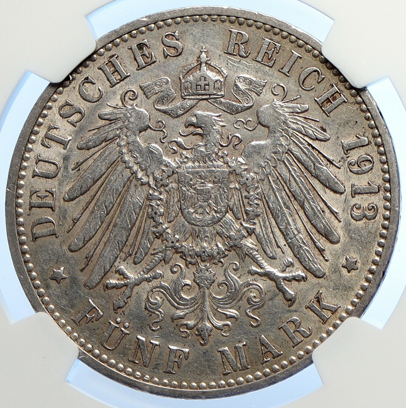 1913 GERMANY GERMAN STATE BADEN King Friedrich II Silver 5 Mark Coin NGC i106591