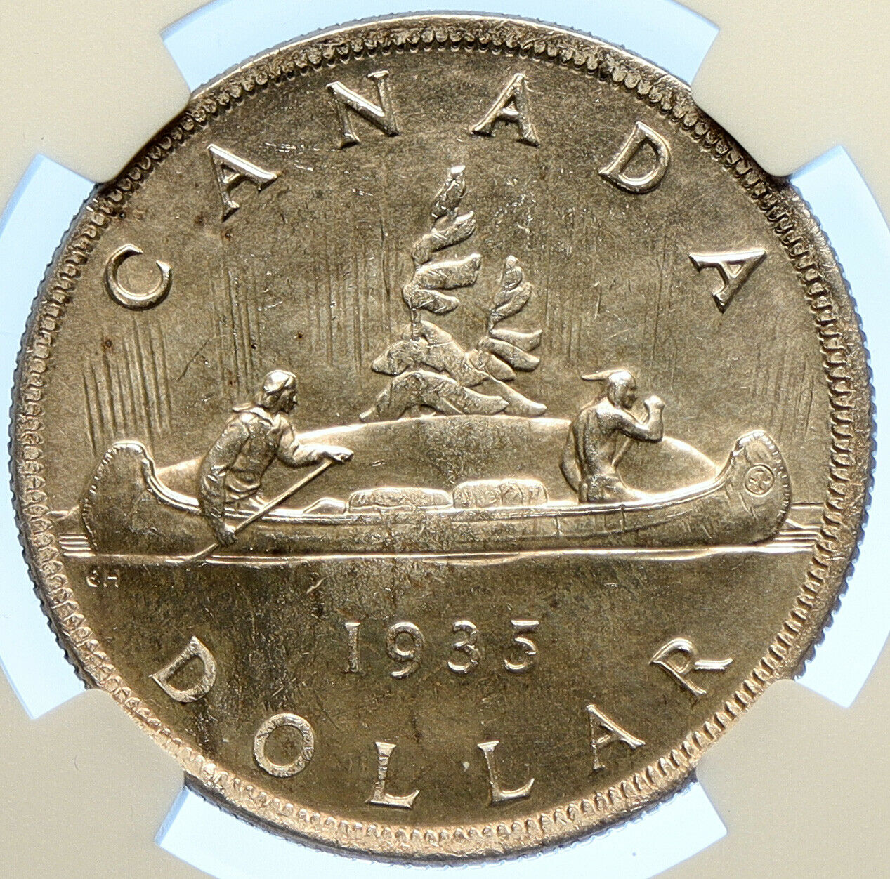 1935 CANADA under UK King GEORGE V Voyagers OLD Silver Dollar Coin NGC i106586