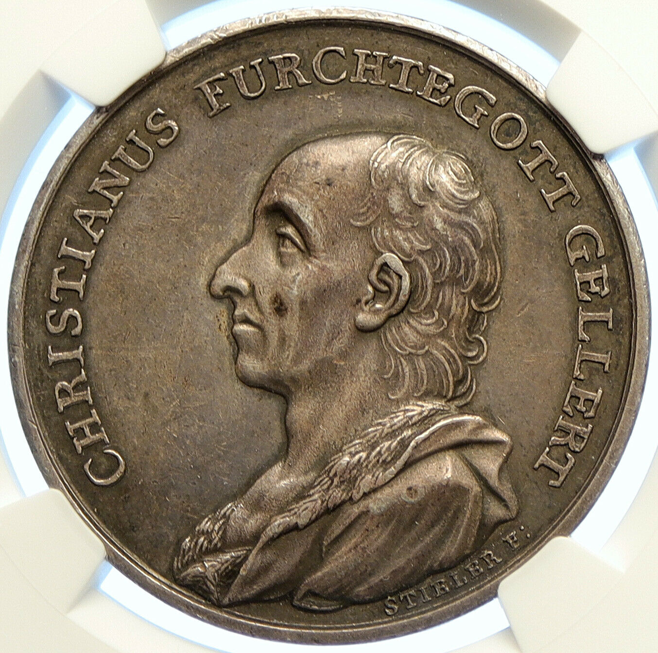 1769 GERMANY Christain F Gellert POET Vintage ANTIQUE Silver Medal NGC i106581