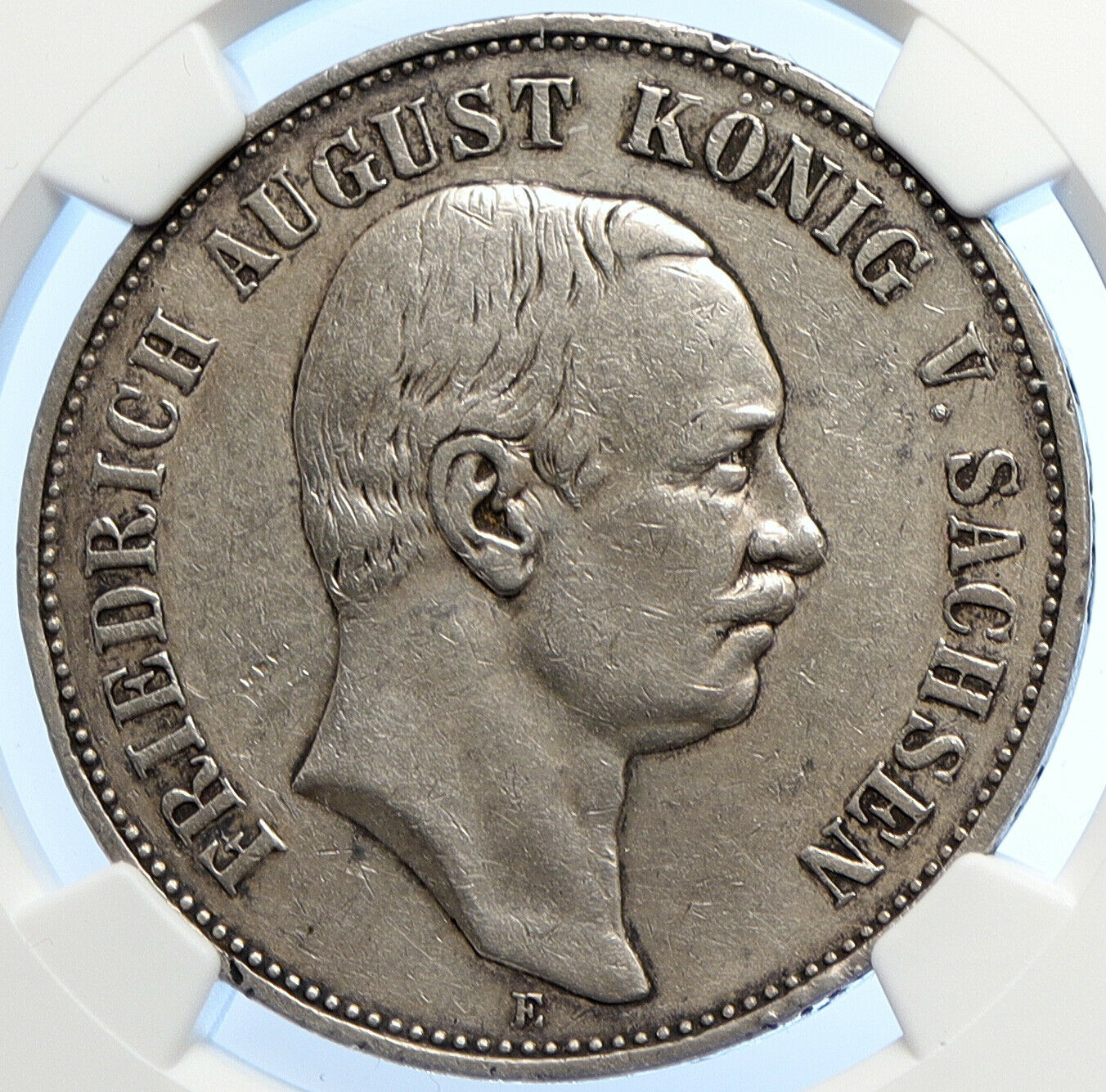 1908 E German States SAXONY KING FRIEDRICH AUGUST Silver 5 Mark Coin NGC i106592