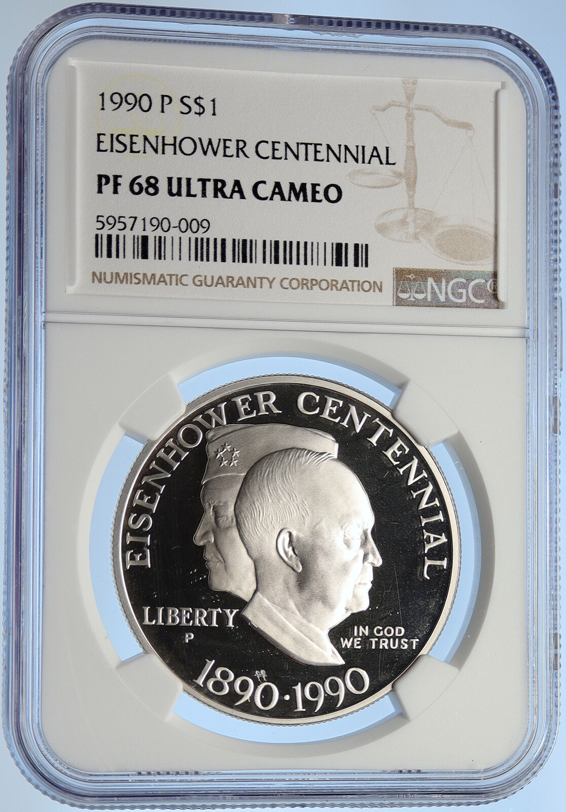 1990 P UNITED STATES USA President EISENHOWER Proof Silver $ Coin NGC i106254