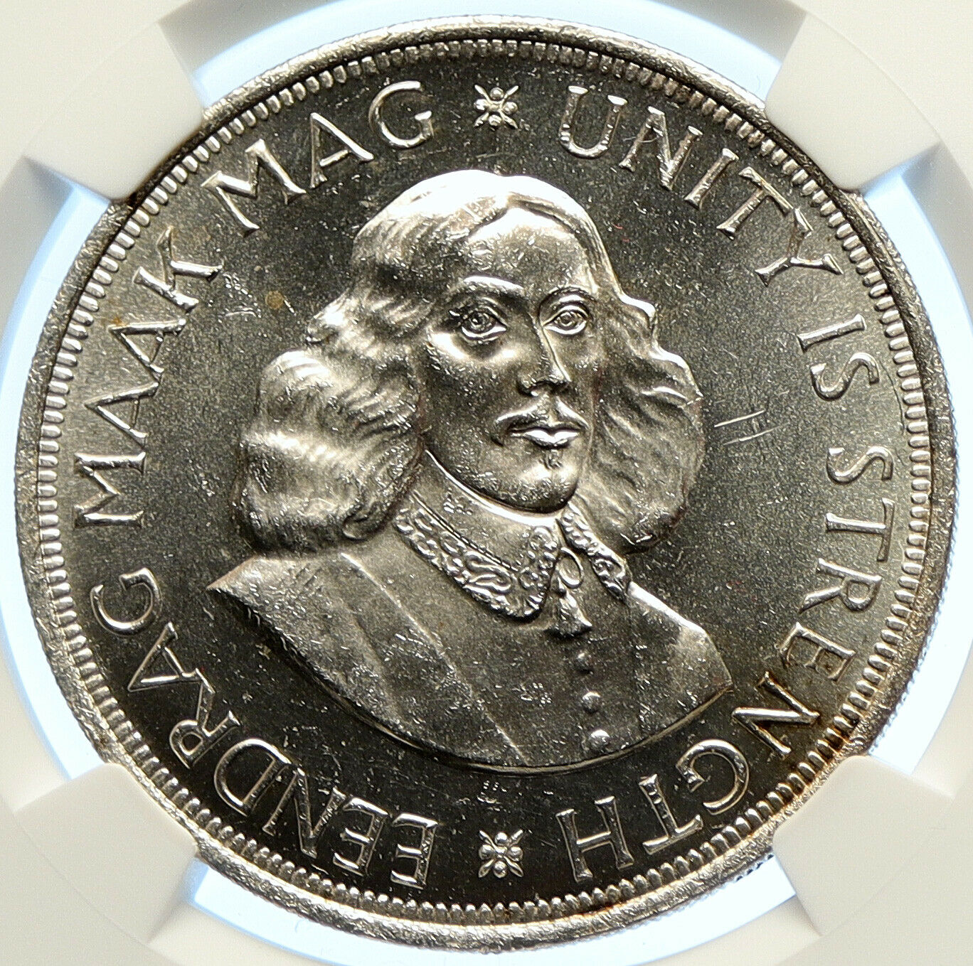 1964 SOUTH AFRICA Founder Jan van Riebeeck Deer PFL Silver 50Ct Coin NGC i106589