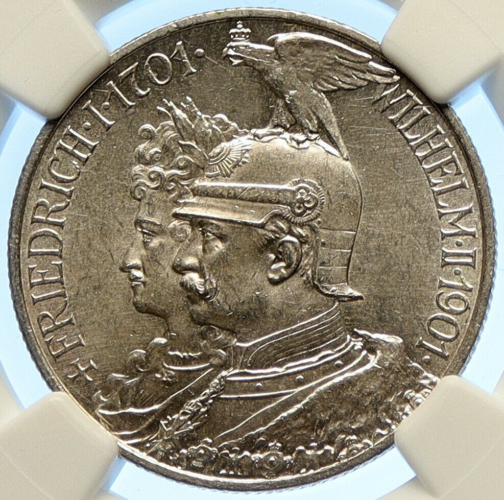 1901A Germany PRUSSIA KINGDOM Wilhelm II Frederick I Silver 2 M Coin NGC i106585