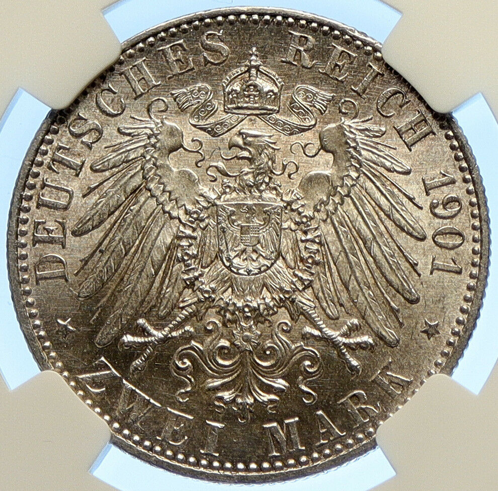 1901A Germany PRUSSIA KINGDOM Wilhelm II Frederick I Silver 2 M Coin NGC i106585