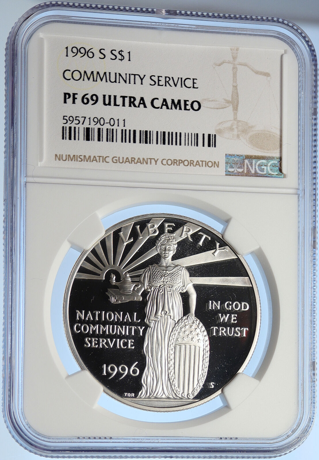 1996 S United States COMMUNITY SERVICE AMERICA Proof Silver $1 Coin NGC i106256