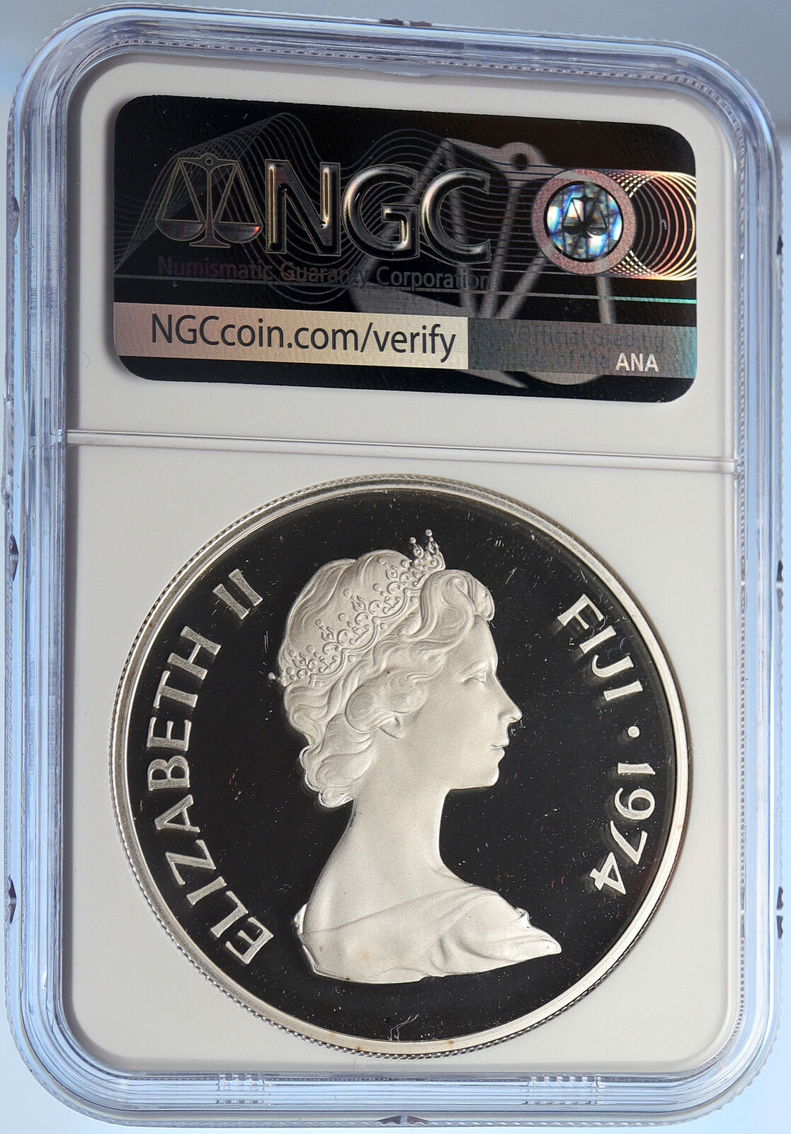 1974 FIJI UK Queen Elizabeth II King Cokabau Proof Silver $25 Coin NGC i106278
