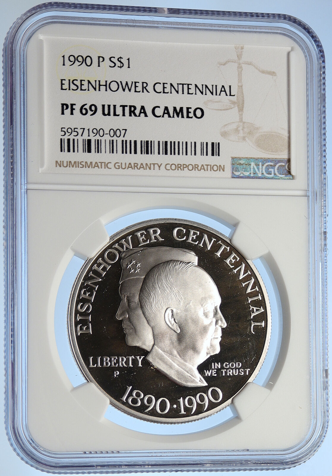 1990 P UNITED STATES USA President EISENHOWER Proof Silver $ Coin NGC i106252