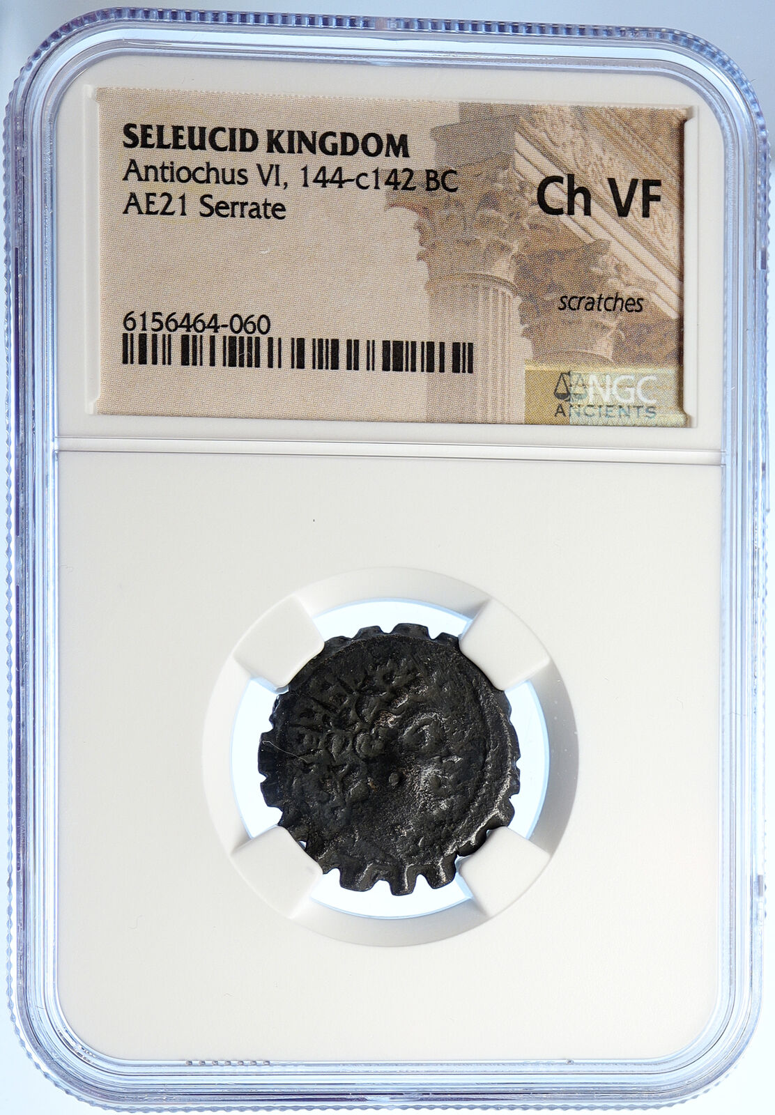 ANTIOCHOS VI Dionysos 144BC Seleukid Ancient OLD Greek Coin ELEPHANT NGC i106754