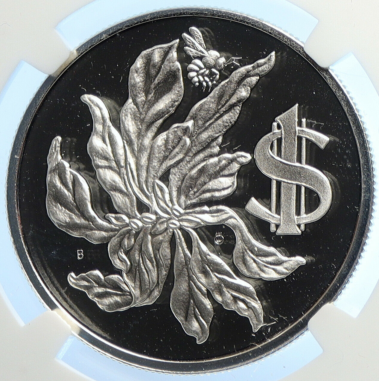 1974 CAYMAN ISLANDS Elizabeth II w Flower Proof Silver Dollar Coin NGC i106776