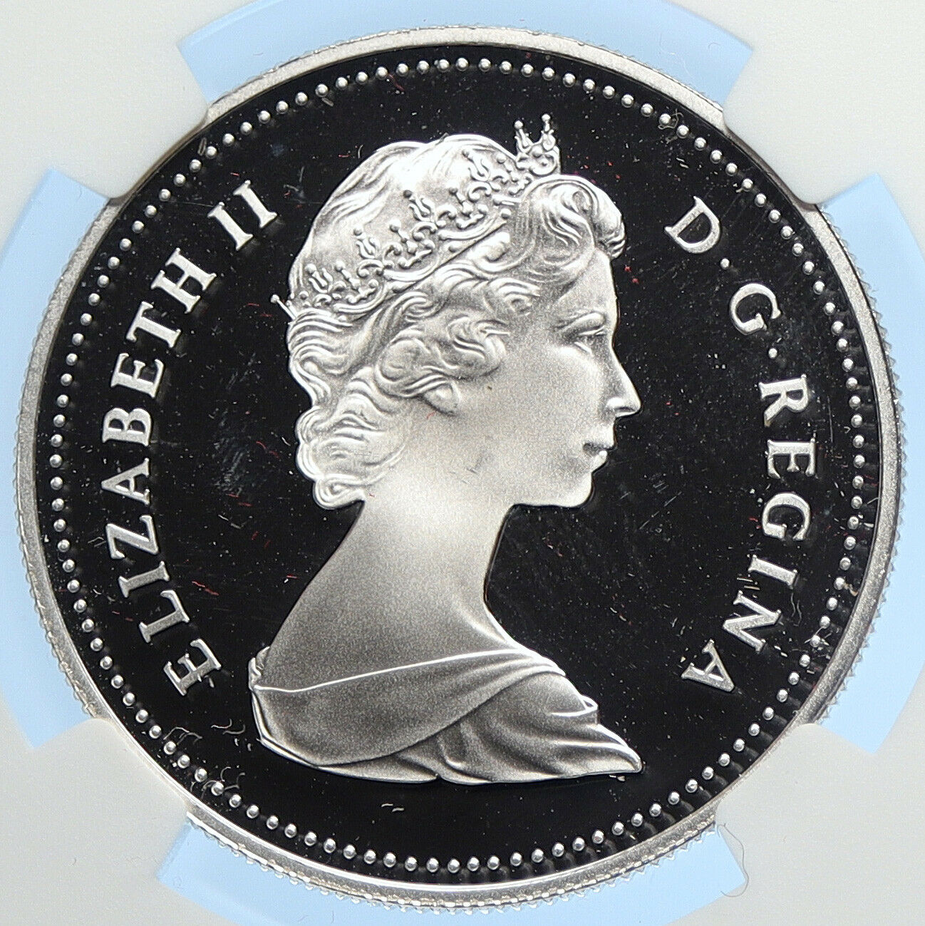 1981 CANADA UK Elizabeth II Railway Train PROOF Silver Dollar Coin NGC i106785