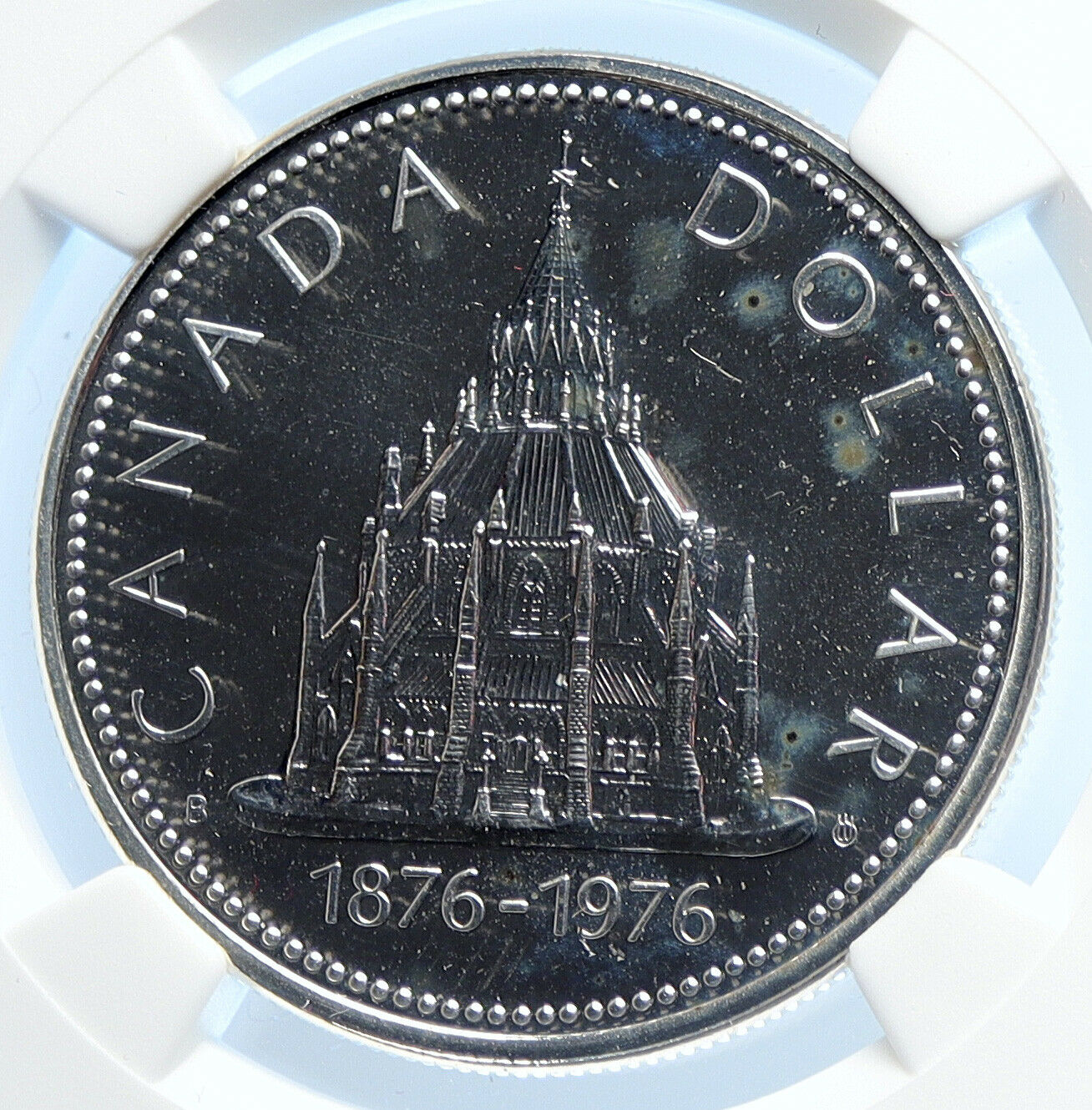 1976 CANADA Queen Elizabeth II LIBRARY Specimen Silver Dollar Coin NGC i106780