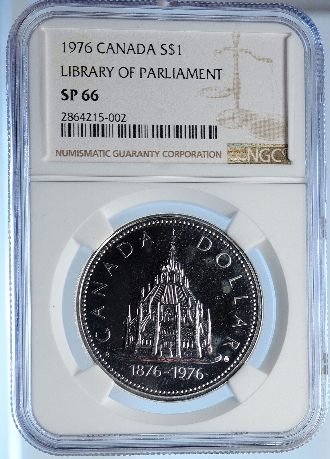 1976 CANADA Queen Elizabeth II LIBRARY Specimen Silver Dollar Coin NGC i106780